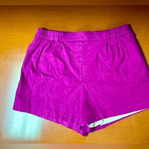 Magenta Linen Double Layered Shorts